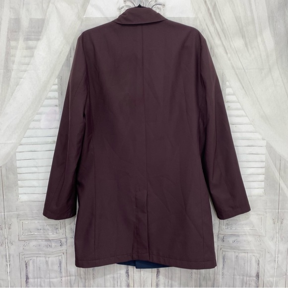 Murano Medium Blue Purple Solid Reversible Trench Coat Lightweight Jacket Button - Picture 8 of 14